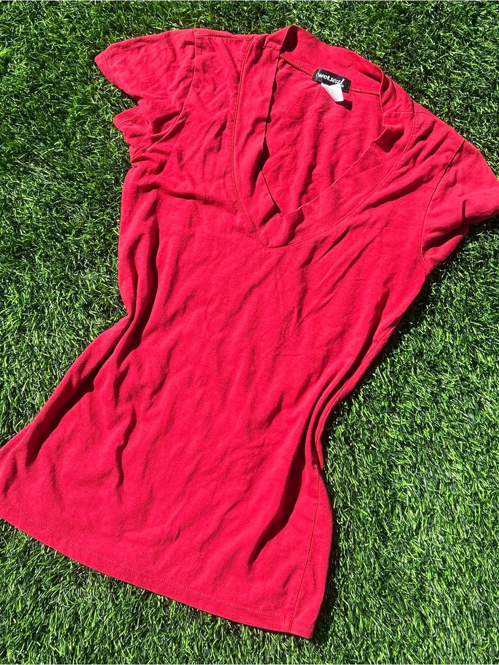 Y2K fitted Wet seal v neck short sleeve